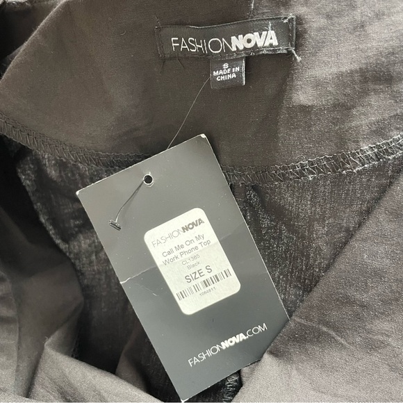NWT Career Basics Top Button Small Brown Call Me On My Work Phone Cotton Sleeve - Picture 8 of 10